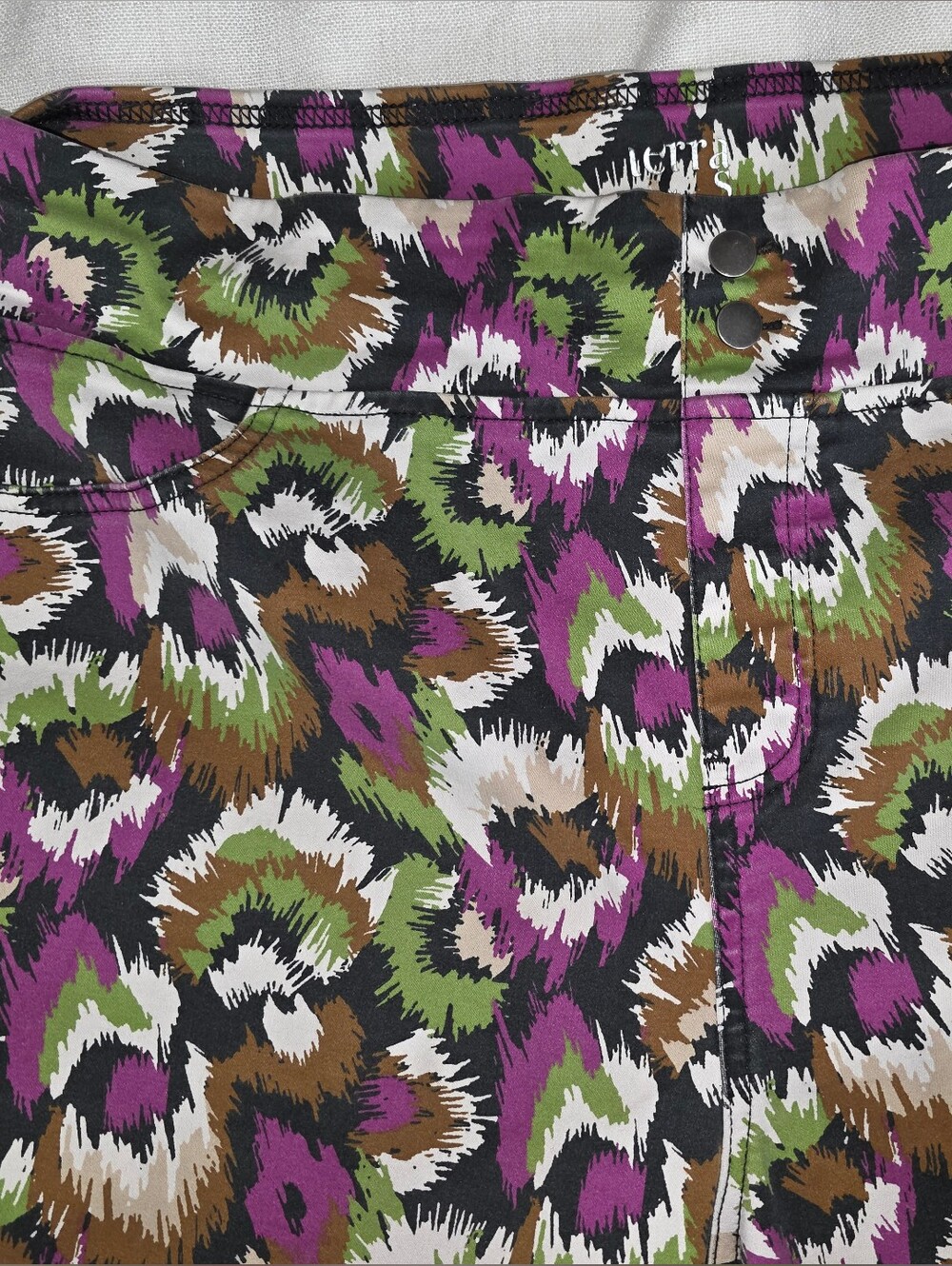 * Terra & Sky Jeggings Womens Plus Size 1x 16w-18w Skinny Mid Rise Purple Green - Picture 3 of 11